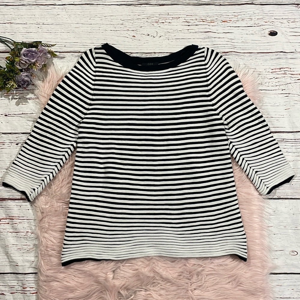 COS Black and White Striped Blouse